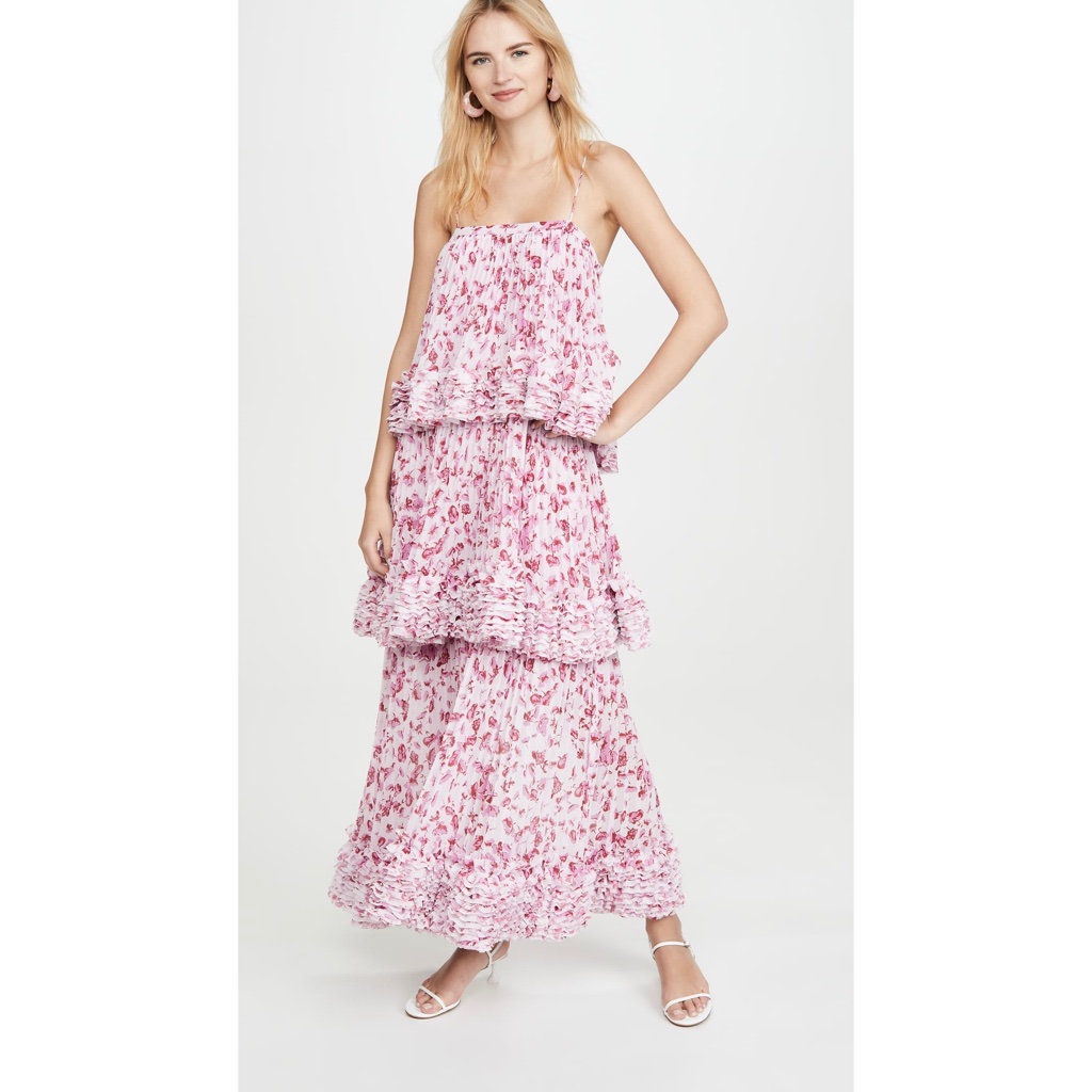 Amur Nicola Dress In Frozen Rose Pressed Floral (Nwt)